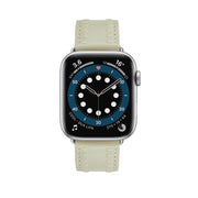 Embossed Love Genuine Leather Watch Band For Apple Watch Series 10 46mm(Milky White)