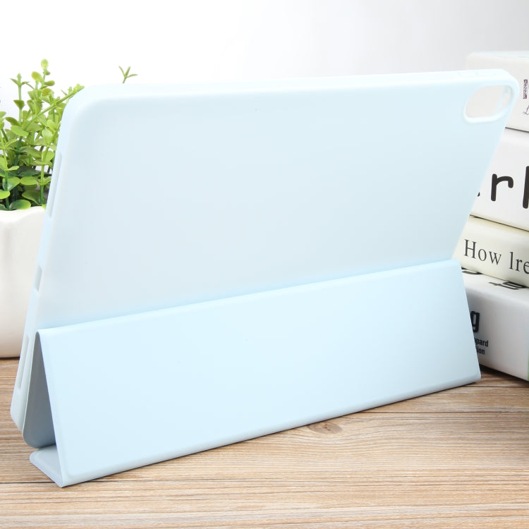For iPad 10.9 2022 / Air 5 / Air 4 GEBEI 3-folding Holder Shockproof Flip Leather Tablet Case(Sky Blue)