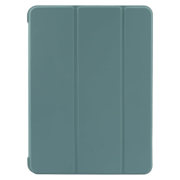 For iPad 10.9 2022 / Air 5 / Air 4 GEBEI 3-folding Holder Shockproof Flip Leather Tablet Case(Dark Green)