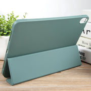For iPad 10.9 2022 / Air 5 / Air 4 GEBEI 3-folding Holder Shockproof Flip Leather Tablet Case(Dark Green)