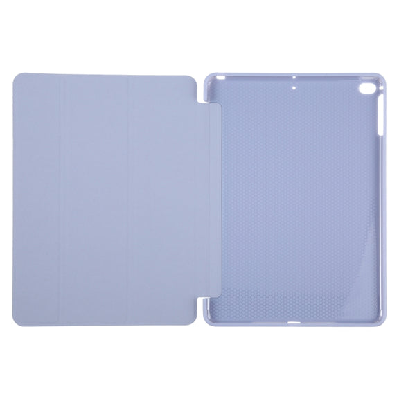 For iPad 9.7 2018 & 2017 / Air / Air2 GEBEI 3-folding Holder Shockproof Flip Leather Tablet Case(Light Purple)