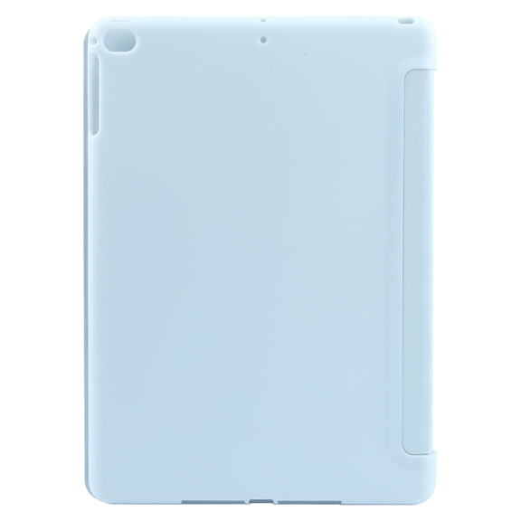 For iPad 9.7 2018 & 2017 / Air / Air2 GEBEI 3-folding Holder Shockproof Flip Leather Tablet Case(Sky Blue)