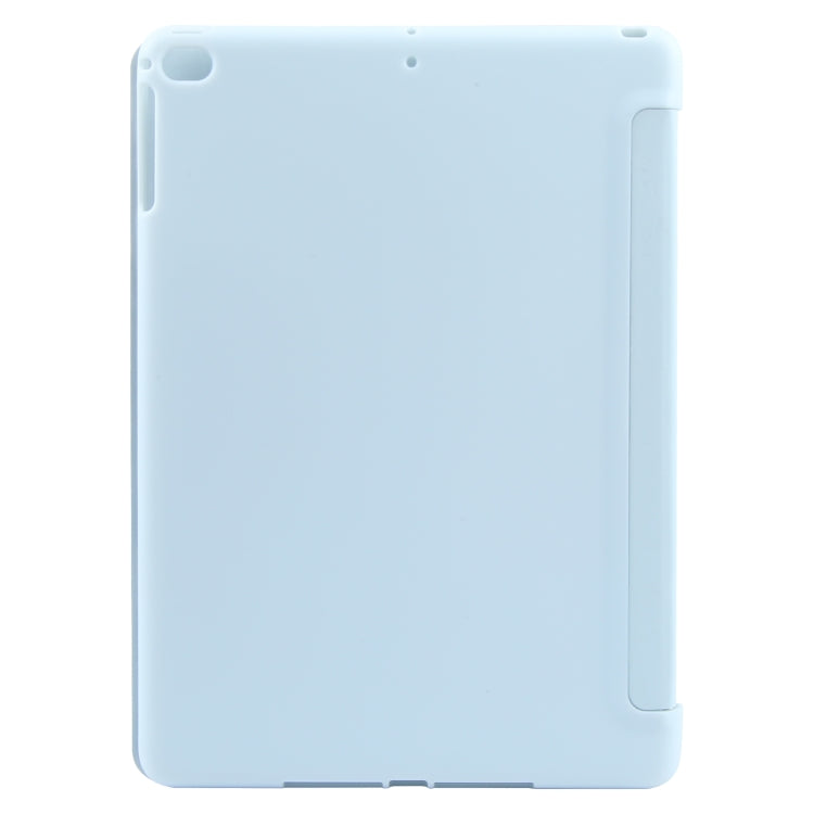 For iPad 9.7 2018 & 2017 / Air / Air2 GEBEI 3-folding Holder Shockproof Flip Leather Tablet Case(Sky Blue)