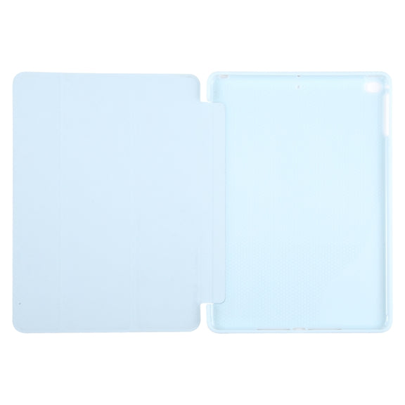 For iPad 9.7 2018 & 2017 / Air / Air2 GEBEI 3-folding Holder Shockproof Flip Leather Tablet Case(Sky Blue)