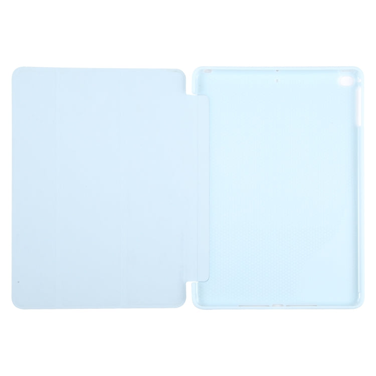 For iPad 9.7 2018 & 2017 / Air / Air2 GEBEI 3-folding Holder Shockproof Flip Leather Tablet Case(Sky Blue)