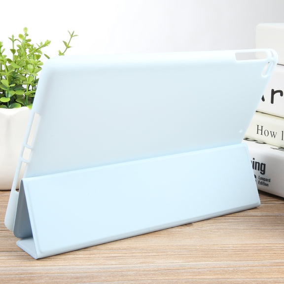 For iPad 9.7 2018 & 2017 / Air / Air2 GEBEI 3-folding Holder Shockproof Flip Leather Tablet Case(Sky Blue)