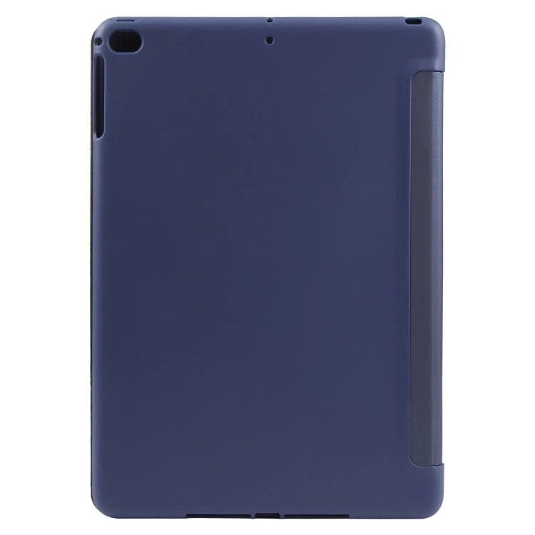 For iPad 9.7 2018 & 2017 / Air / Air2 GEBEI 3-folding Holder Shockproof Flip Leather Tablet Case(Dark Blue)