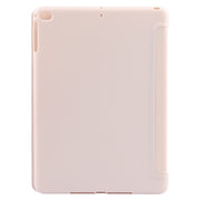 For iPad 9.7 2018 & 2017 / Air / Air2 GEBEI 3-folding Holder Shockproof Flip Leather Tablet Case(Pink)