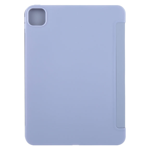 For iPad Air 11 2024 GEBEI 3-folding Holder Shockproof Flip Leather Tablet Case(Light Purple)