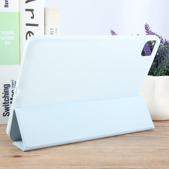 For iPad Air 11 2025 / 2024 GEBEI 3-folding Holder Shockproof Flip Leather Tablet Case(Sky Blue)