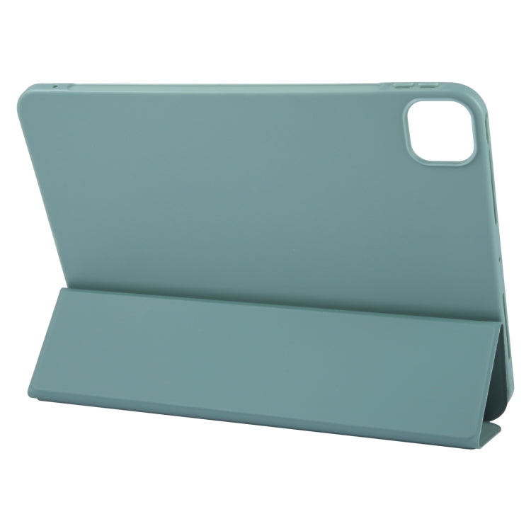 For iPad Air 11 2025 / 2024 GEBEI 3-folding Holder Shockproof Flip Leather Tablet Case(Dark Green) - iPad Air 11 2025 / 2024 Cases by GEBEI | Online Shopping South Africa | PMC TechLife | Buy Now Pay Later Mobicred