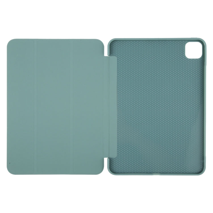 For iPad Air 11 2025 / 2024 GEBEI 3-folding Holder Shockproof Flip Leather Tablet Case(Dark Green) - iPad Air 11 2025 / 2024 Cases by GEBEI | Online Shopping South Africa | PMC TechLife | Buy Now Pay Later Mobicred