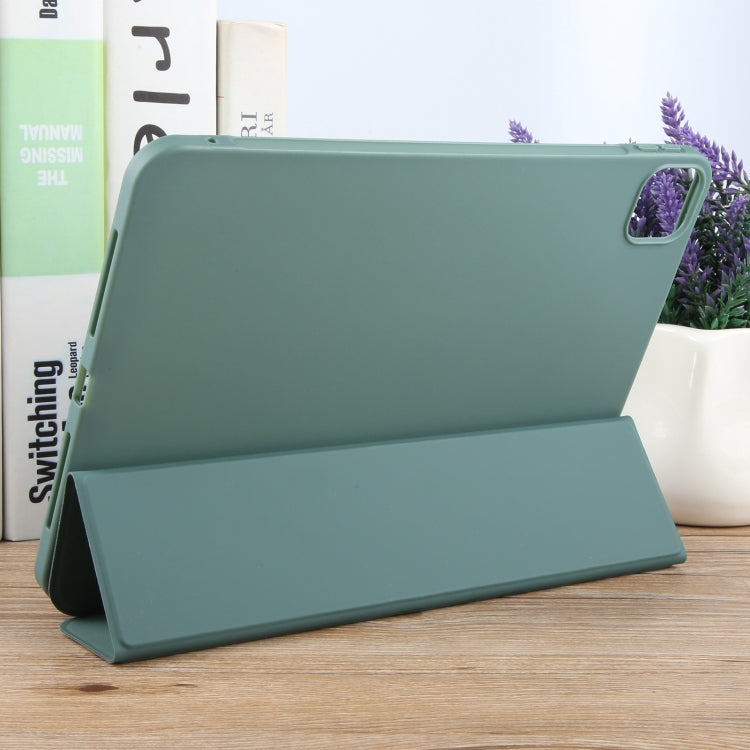 For iPad Air 11 2025 / 2024 GEBEI 3-folding Holder Shockproof Flip Leather Tablet Case(Dark Green) - iPad Air 11 2025 / 2024 Cases by GEBEI | Online Shopping South Africa | PMC TechLife | Buy Now Pay Later Mobicred