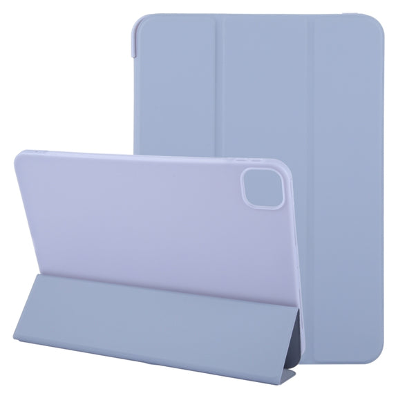 For iPad Pro 11 2024 GEBEI 3-folding Holder Shockproof Flip Leather Tablet Case(Light Purple)