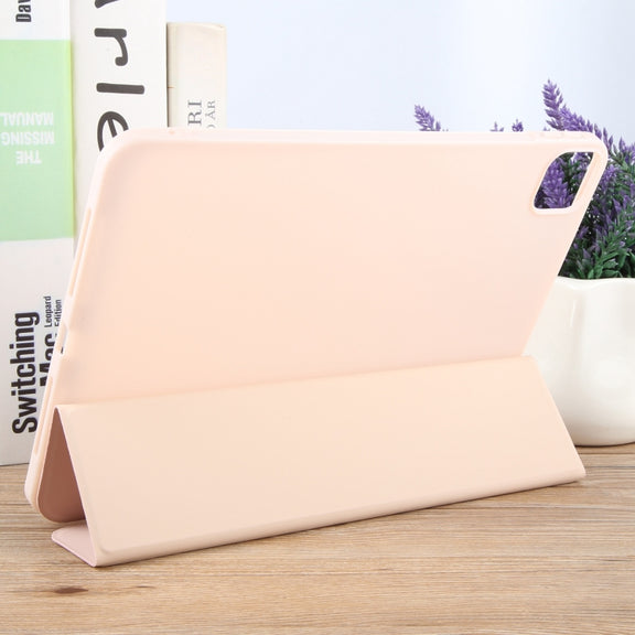 For iPad Pro 11 2024 GEBEI 3-folding Holder Shockproof Flip Leather Tablet Case(Pink)