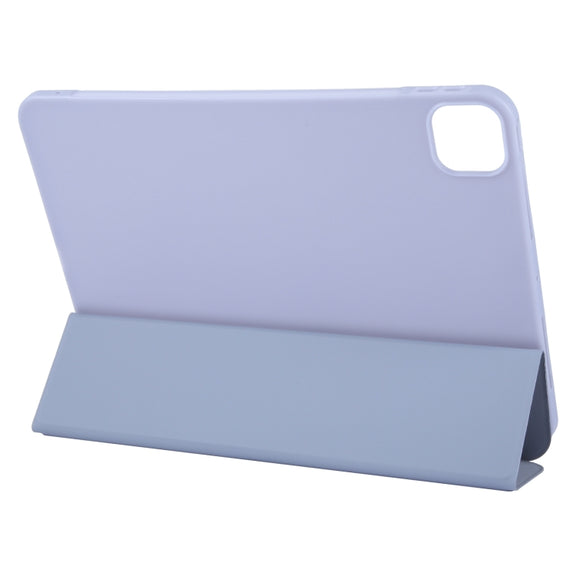 For iPad Pro 13 2024 GEBEI 3-folding Holder Shockproof Flip Leather Tablet Case(Light Purple)