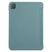 For iPad Pro 13 2024 GEBEI 3-folding Holder Shockproof Flip Leather Tablet Case(Dark Green)