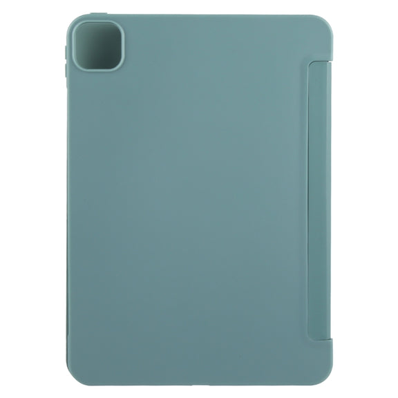 For iPad Pro 13 2024 GEBEI 3-folding Holder Shockproof Flip Leather Tablet Case(Dark Green)