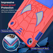 For Lenovo Tab M10 3rd Gen Spider Texture Silicone Hybrid PC Tablet Case with Shoulder Strap(Red + Blue)