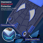 For Lenovo Tab M10 3rd Gen Spider Texture Silicone Hybrid PC Tablet Case with Shoulder Strap(Navy Blue + Blue)