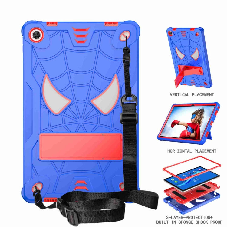 For Lenovo Tab M10 Plus 10.6 3rd Gen 2022 Spider Texture Silicone Hybrid PC Tablet Case with Shoulder Strap(Blue + Red) - Lenovo by PMC TechLife | Online Shopping South Africa | PMC TechLife | Buy Now Pay Later Mobicred