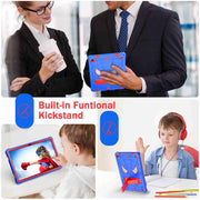 For Lenovo Tab M10 Plus 10.6 3rd Gen 2022 Spider Texture Silicone Hybrid PC Tablet Case with Shoulder Strap(Blue + Red)