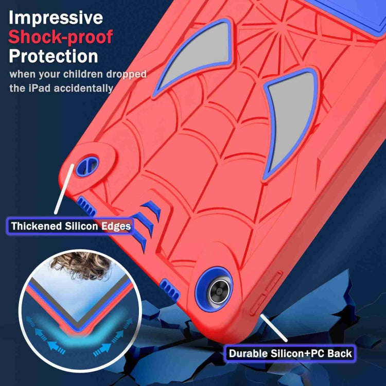 For Lenovo Tab M10 Plus 10.6 3rd Gen 2022 Spider Texture Silicone Hybrid PC Tablet Case with Shoulder Strap(Red + Blue) - Lenovo by PMC TechLife | Online Shopping South Africa | PMC TechLife | Buy Now Pay Later Mobicred