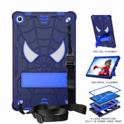 For Lenovo Tab M10 Plus 10.6 3rd Gen 2022 Spider Texture Silicone Hybrid PC Tablet Case with Shoulder Strap(Navy Blue + Blue)
