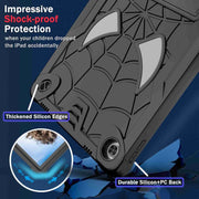 For Lenovo Tab M10 Plus 10.6 3rd Gen 2022 Spider Texture Silicone Hybrid PC Tablet Case with Shoulder Strap(Black)