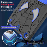 For Lenovo Tab M10 Plus 10.6 3rd Gen 2022 Spider Texture Silicone Hybrid PC Tablet Case with Shoulder Strap(Black + Blue)