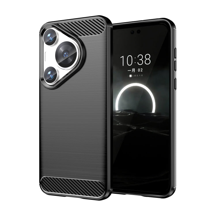 For Huawei Pura 70 Pro / Pura 70 Pro+ Brushed Texture Carbon Fiber TPU Phone Case(Black) - Huawei Cases by PMC Jewellery | Online Shopping South Africa | PMC Jewellery | Buy Now Pay Later Mobicred