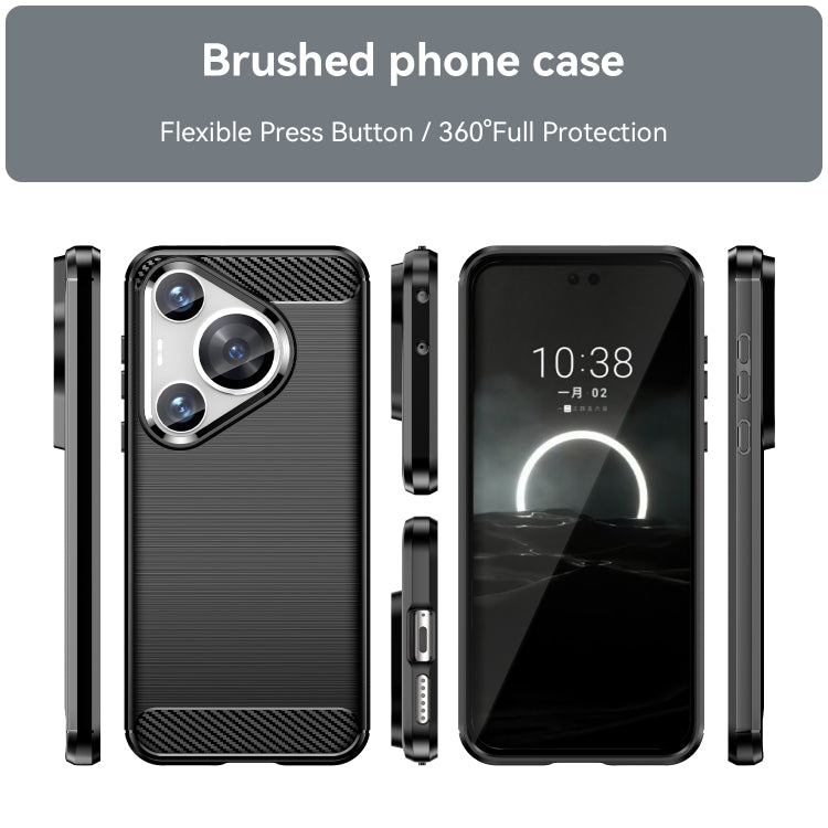 For Huawei Pura 70 Pro / Pura 70 Pro+ Brushed Texture Carbon Fiber TPU Phone Case(Black) - Huawei Cases by PMC Jewellery | Online Shopping South Africa | PMC Jewellery | Buy Now Pay Later Mobicred