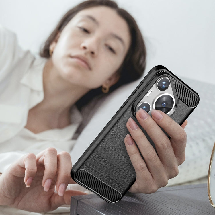 For Huawei Pura 70 Pro / Pura 70 Pro+ Brushed Texture Carbon Fiber TPU Phone Case(Black) - Huawei Cases by PMC Jewellery | Online Shopping South Africa | PMC Jewellery | Buy Now Pay Later Mobicred