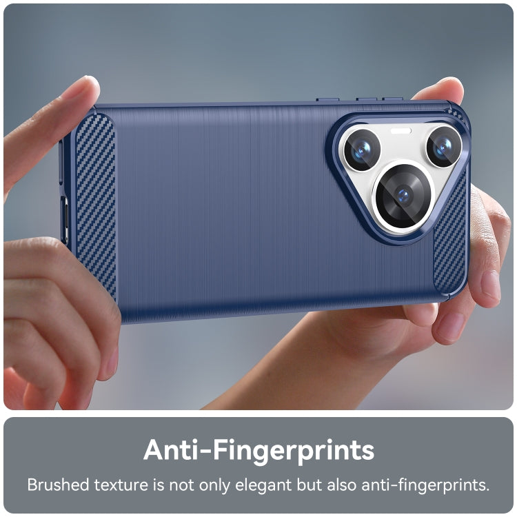 For Huawei Pura 70 Pro / Pura 70 Pro+ Brushed Texture Carbon Fiber TPU Phone Case(Blue)