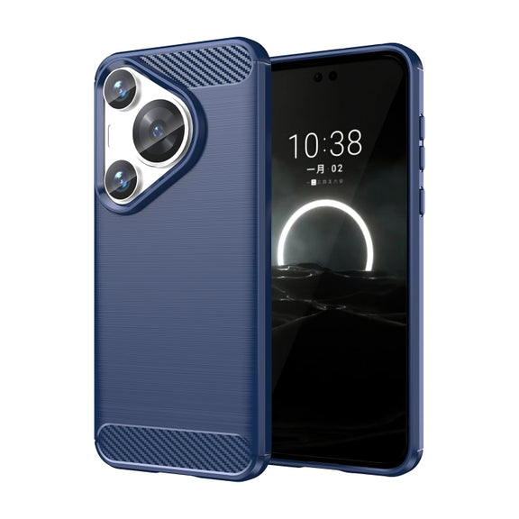 For Huawei Pura 70 Pro / Pura 70 Pro+ Brushed Texture Carbon Fiber TPU Phone Case(Blue)