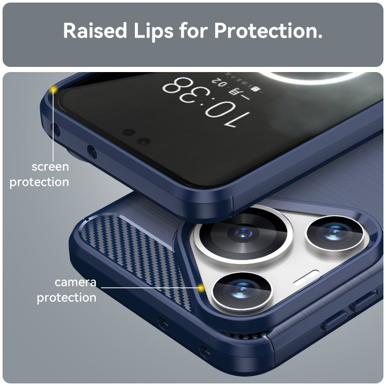 For Huawei Pura 70 Pro / Pura 70 Pro+ Brushed Texture Carbon Fiber TPU Phone Case(Blue)