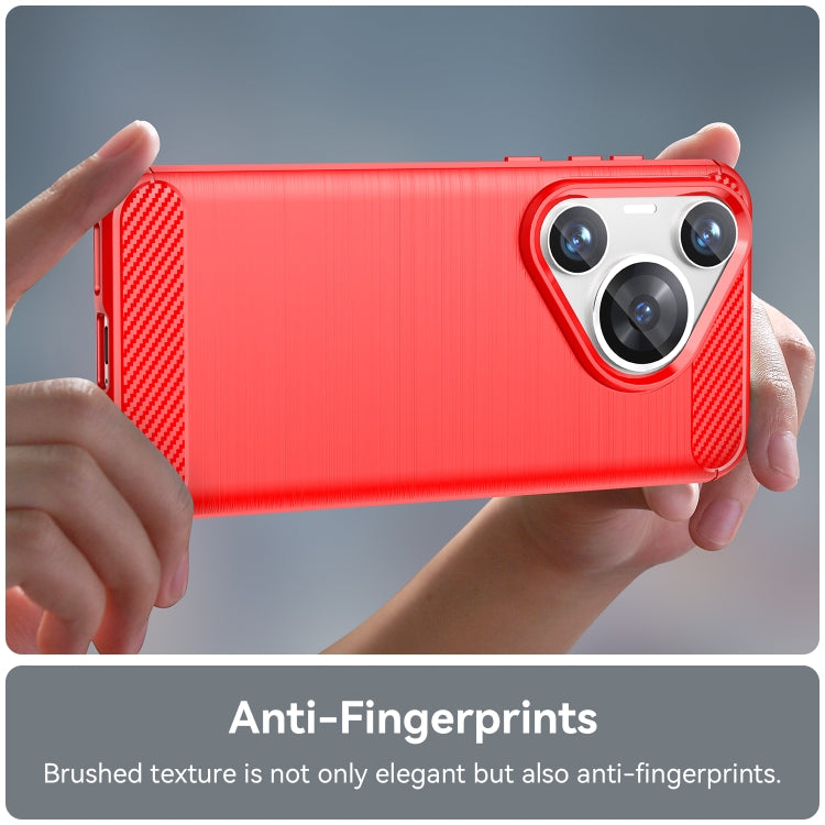For Huawei Pura 70 Pro / Pura 70 Pro+ Brushed Texture Carbon Fiber TPU Phone Case(Red)