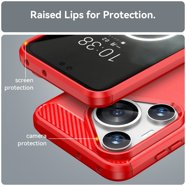 For Huawei Pura 70 Pro / Pura 70 Pro+ Brushed Texture Carbon Fiber TPU Phone Case(Red)