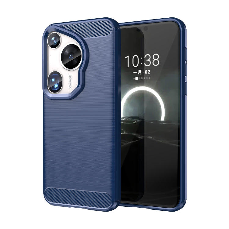 For Huawei Pura 70 Ultra Brushed Texture Carbon Fiber TPU Phone Case(Blue) - free shipping - PMC Jewellery - Order now!