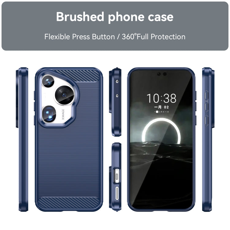 For Huawei Pura 70 Ultra Brushed Texture Carbon Fiber TPU Phone Case(Blue) - free shipping - PMC Jewellery - Order now!