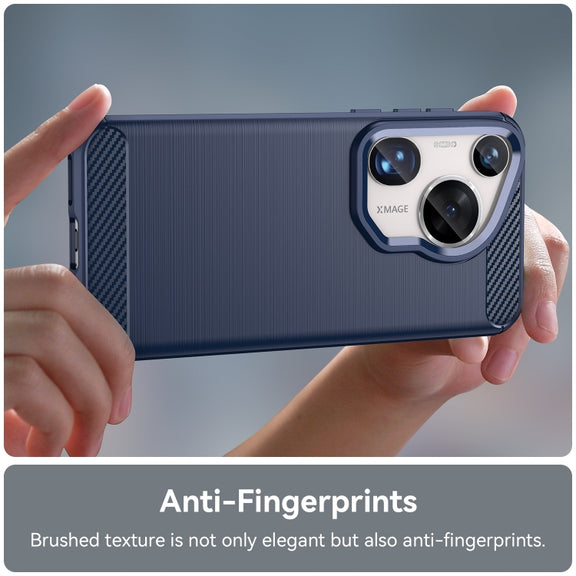 For Huawei Pura 70 Ultra Brushed Texture Carbon Fiber TPU Phone Case(Blue)