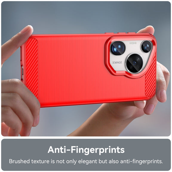 For Huawei Pura 70 Ultra Brushed Texture Carbon Fiber TPU Phone Case(Red)