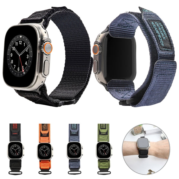 Nylon Two Section Watch Band For Apple Watch Ultra 2 49mm(Dark Green)