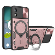 For Motorola Moto E13 CD Texture Sliding Camshield Magnetic Holder Phone Case(Pink)