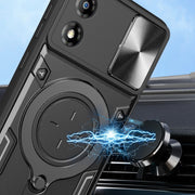 For Motorola Moto E13 CD Texture Sliding Camshield Magnetic Holder Phone Case(Silver)