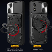 For Motorola Moto E13 CD Texture Sliding Camshield Magnetic Holder Phone Case(Silver)