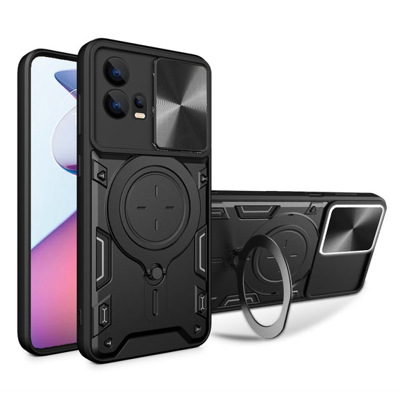 For Motorola Edge 30 Fusion CD Texture Sliding Camshield Magnetic Holder Phone Case(Black)