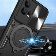 For Motorola Edge 30 Fusion CD Texture Sliding Camshield Magnetic Holder Phone Case(Blue)