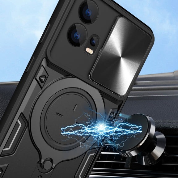For Motorola Edge 30 Fusion CD Texture Sliding Camshield Magnetic Holder Phone Case(Blue)