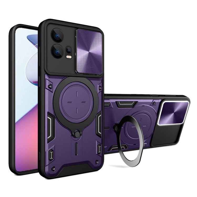 For Motorola Edge 30 Fusion CD Texture Sliding Camshield Magnetic Holder Phone Case(Purple) - free shipping - PMC TechLife - Order now!